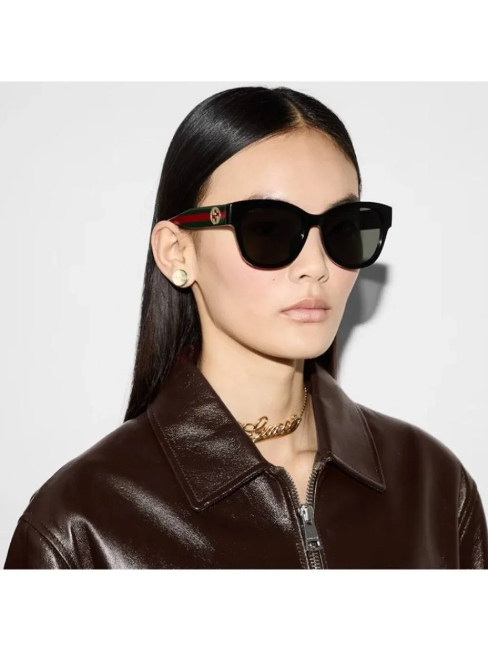 Gucci GG1866SK 004 Sunglasses Black/Blue Square Frame, Violet Lenses